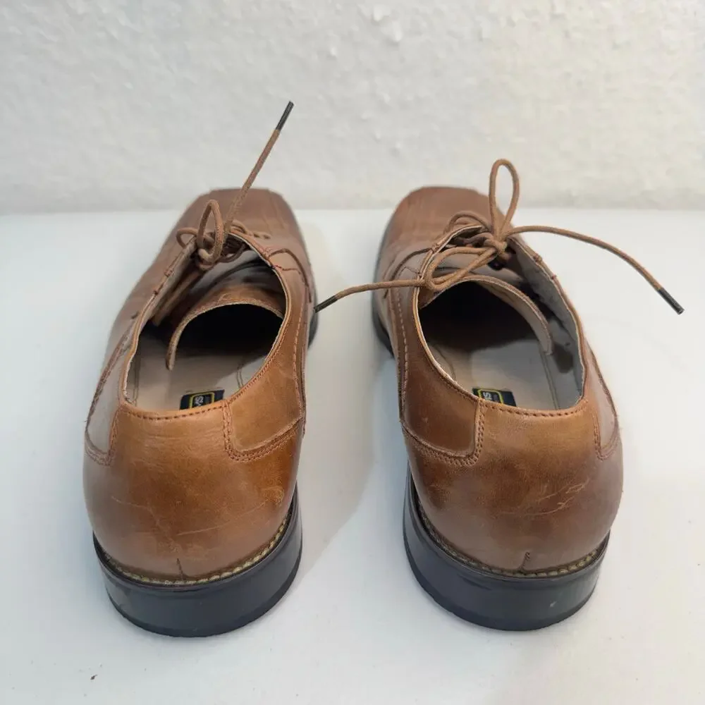 Stacy Adams Corrado Brown Leather Oxford Lace-Up Dress Shoes Square Toe Men’s 10